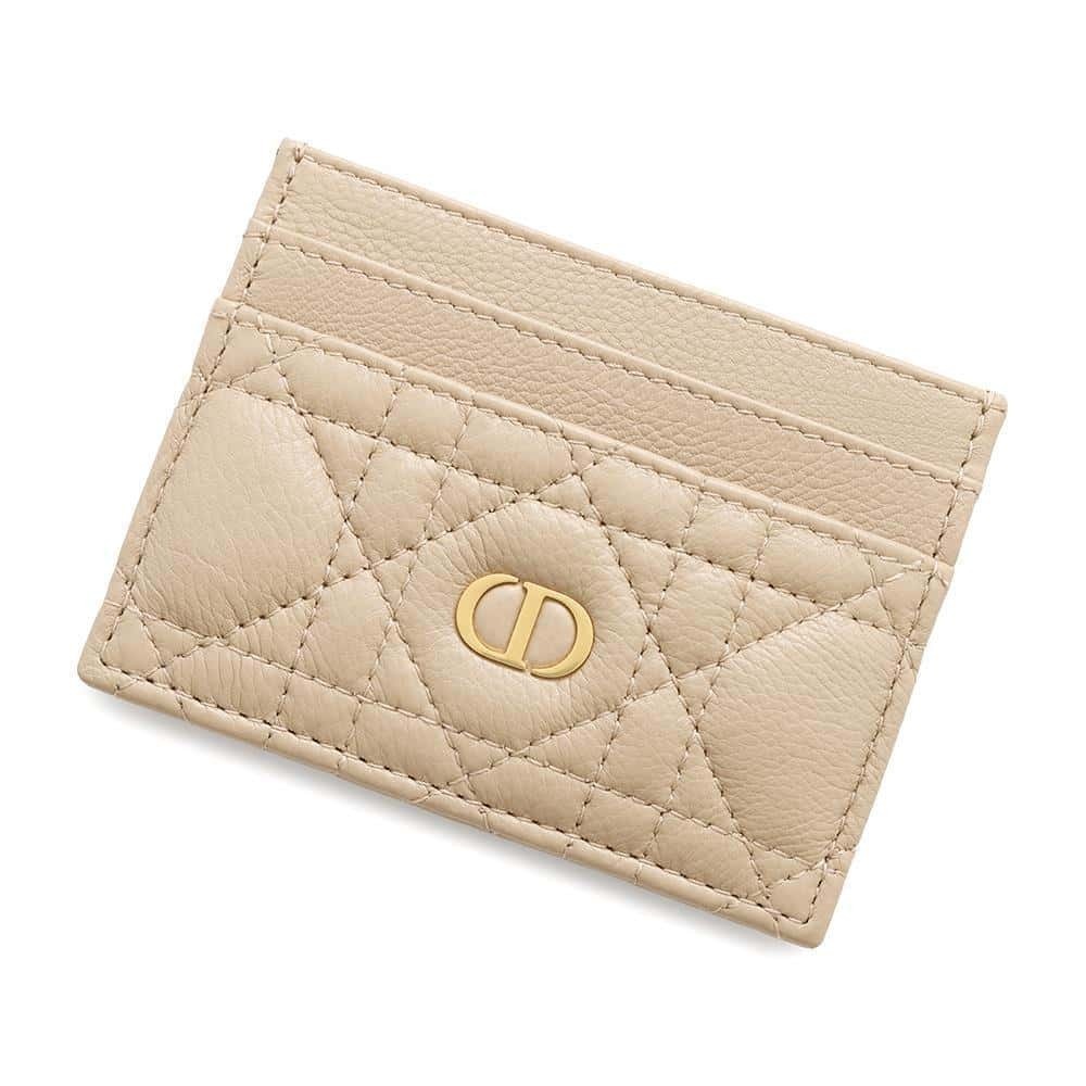 Christian Dior Card Case Wallet Caro Freesia Leather